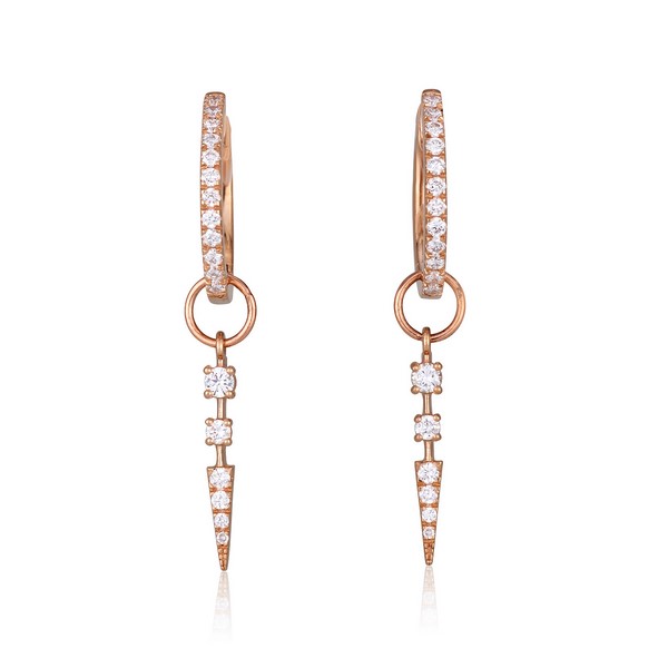 עגיל אינידאני מזהב לבן משובץ ביהלומים