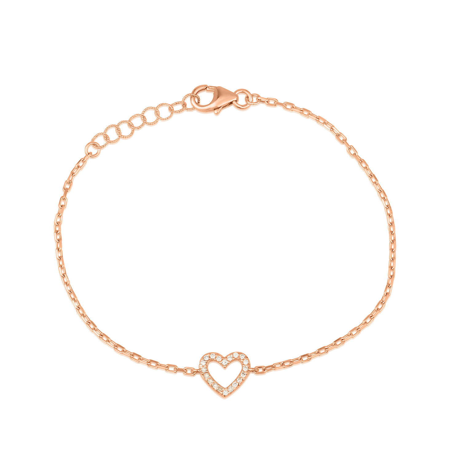 צמיד לב מזהב לבן משובץ יהלומים