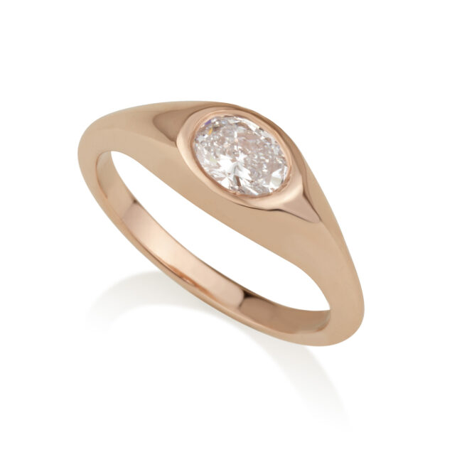 טבעת חותם עם יהלום